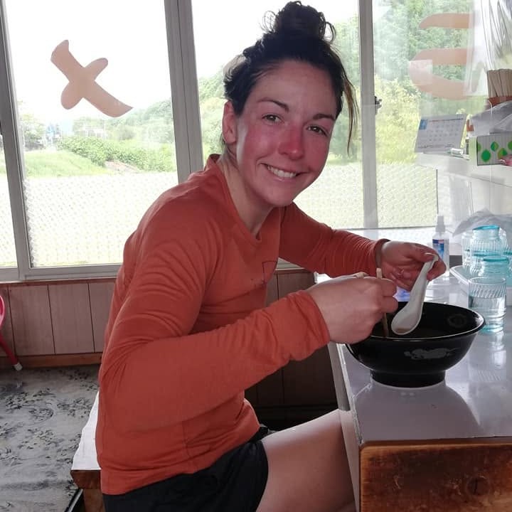 Enjoying a bowl of ramen after skiing in Japan.